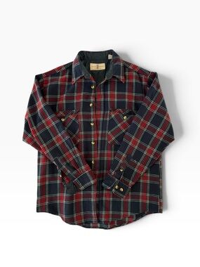 Vintage 90s River Trader Plaid Fall Flannel Shirt Jacket Shacket Medium